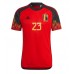 Camisa de Futebol Bélgica Michy Batshuayi #23 Equipamento Principal Mundo 2022 Manga Curta